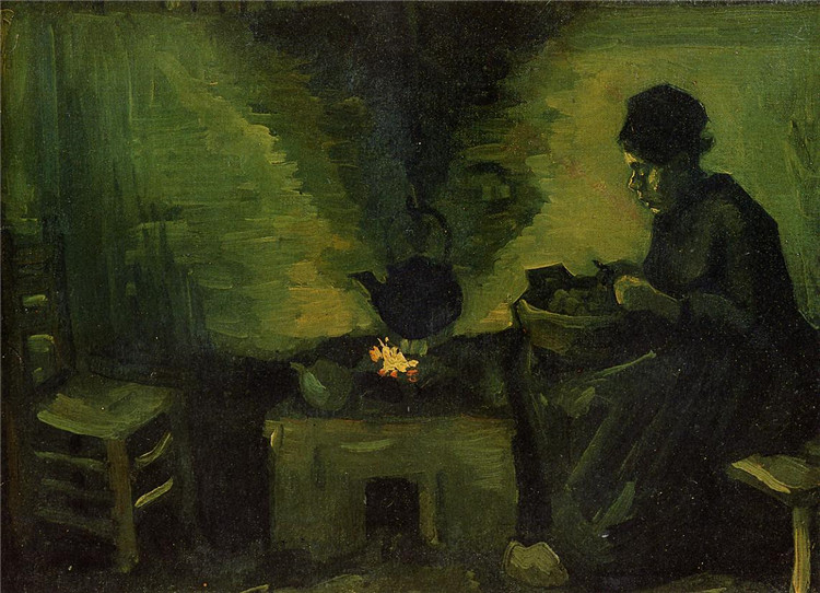 Peasant Woman By The Fireplace 1885 Van Gogh Oil Painting